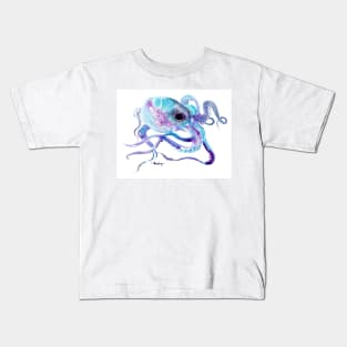 Turquoise Blue Purple OCtopus Kids T-Shirt